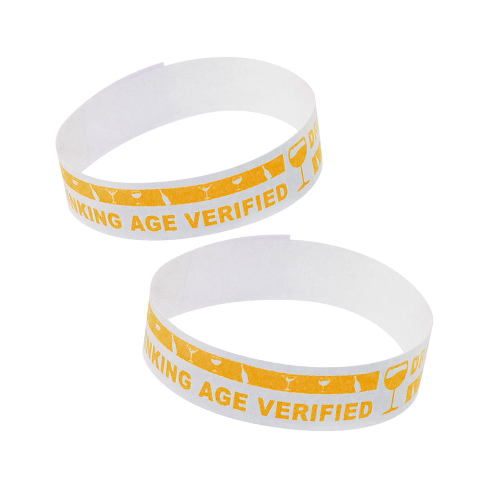 Tyvek Paper Wristbands 3/4" Drinking Age Orange (500 PACK)