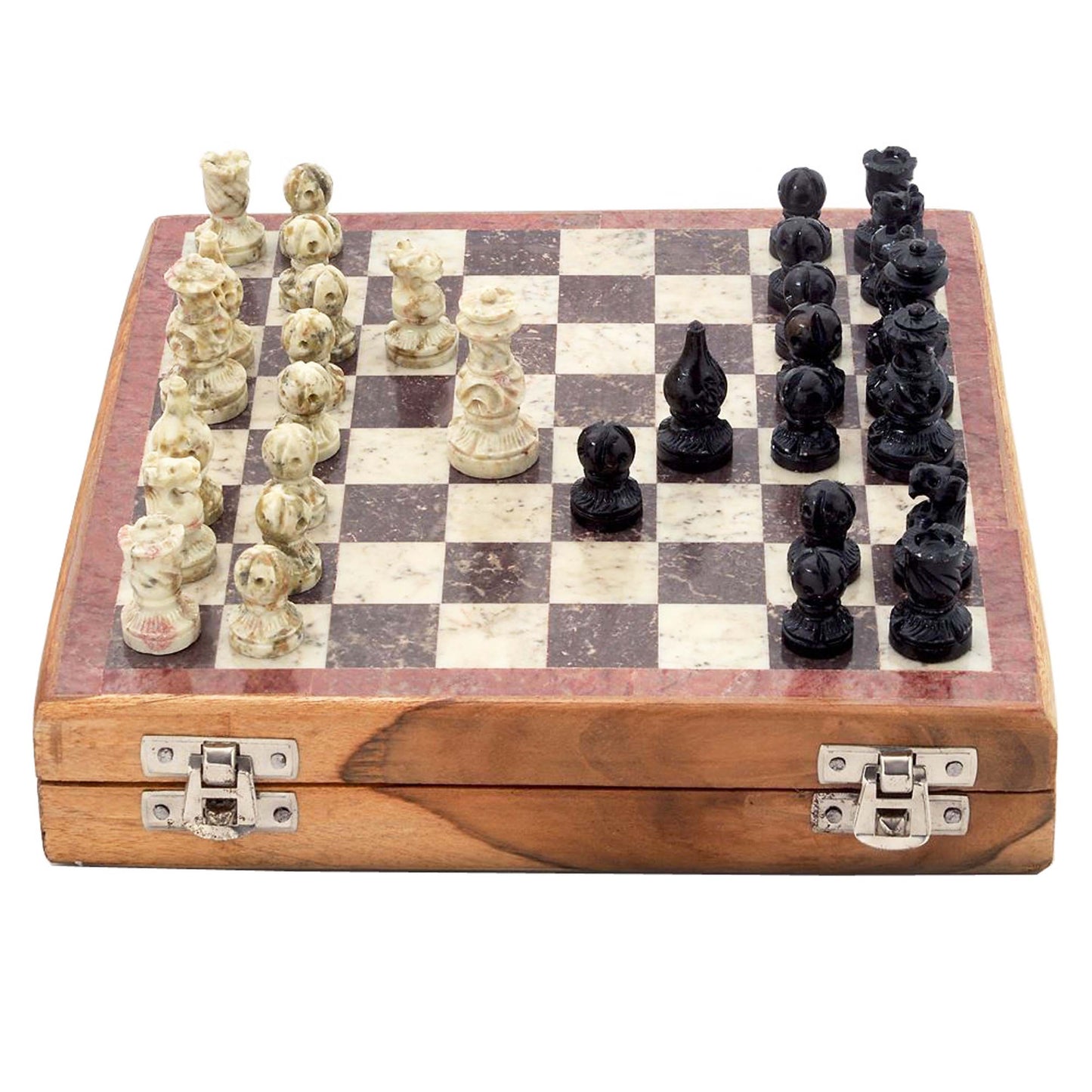 Wood and Marble Chess Set - 8 x 8 Inch Approx