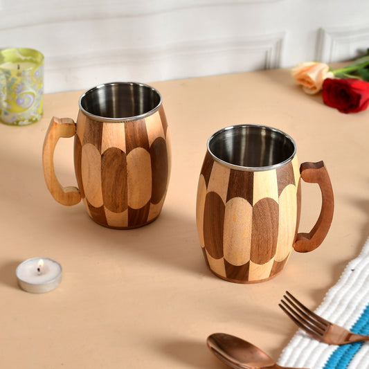 Elegant Wooden Milk Cups for Daily Use - 11.5x13x9 cm