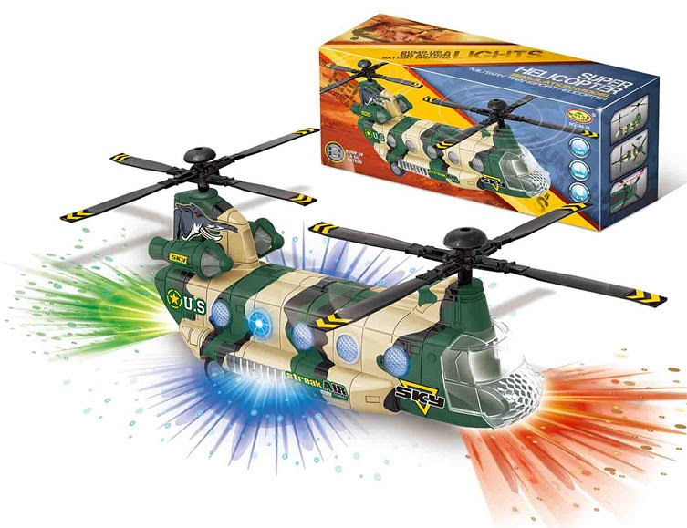 Light Up Bump & Go Military Chinook Helicopter - Wholesale - NoveltiesMart.com Wholesale