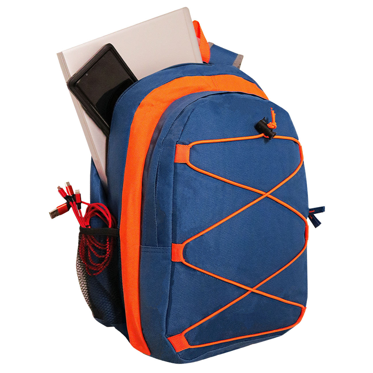 17" Bungee Wholesale Premium Design Backpacks in 4 Assorted Colors - Wholesale Bookbags Case of 24