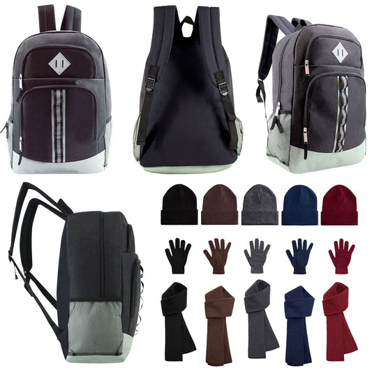 Bulk Case of 12 18" Backpacks and 12 Winter Item Sets - Wholesale Care Package - Emergencies, Homeless, Charity