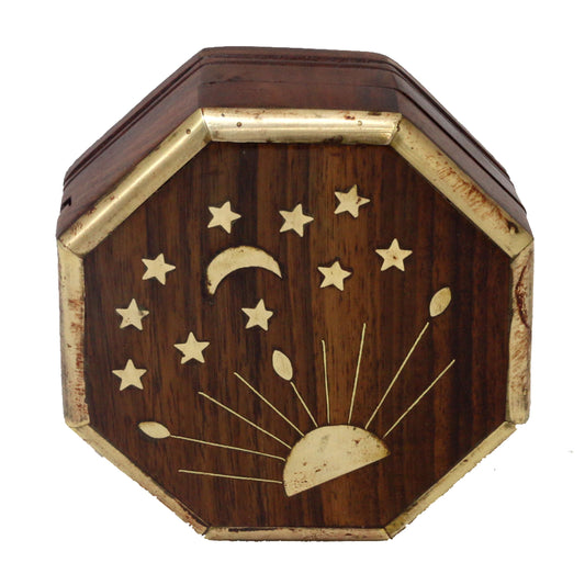 Wooden Handmade Box with Golden-Coloured Painting